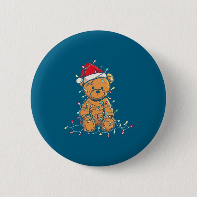 Funny Teddy Bear Christmas Graphics Lights Lover L Knapp (Framsida)