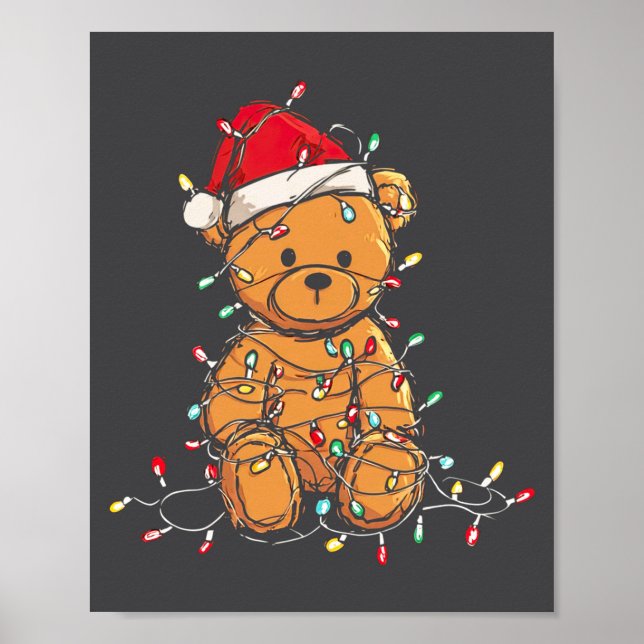 Funny Teddy Bear Christmas Graphics Lights Lover L Poster (Framsidan)