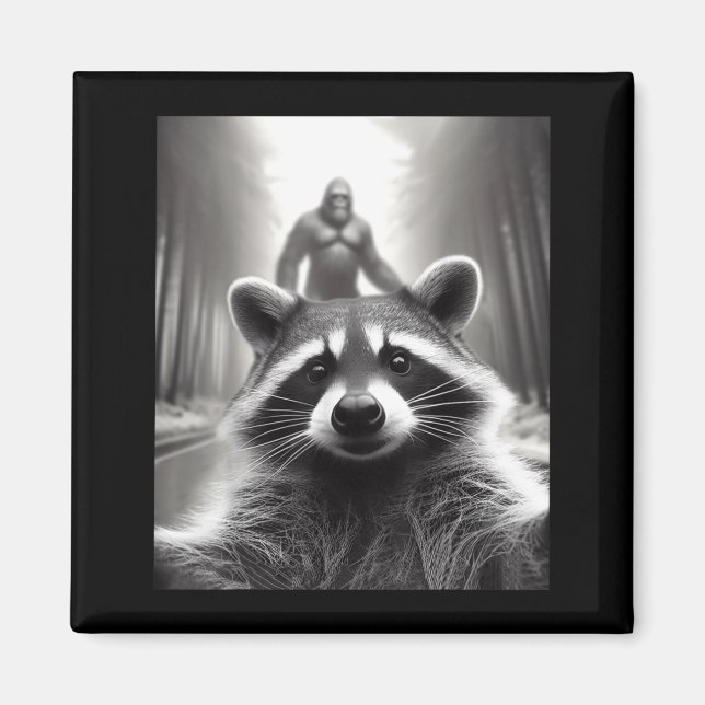Funny Tee Ed Raccoon Selfie Bigfoot Gift Mens Wome Magnet (Framsidan)