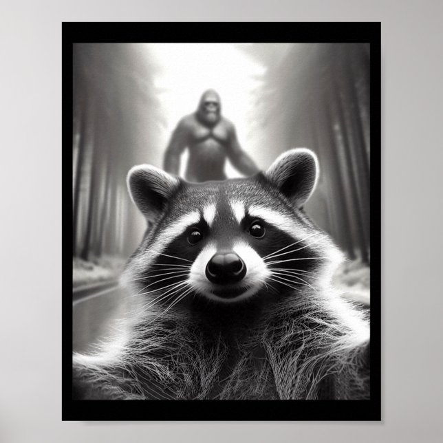 Funny Tee Ed Raccoon Selfie Bigfoot Gift Mens Wome Poster (Framsidan)