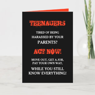 Funny Teenager Tonåringar födelsedag Kort