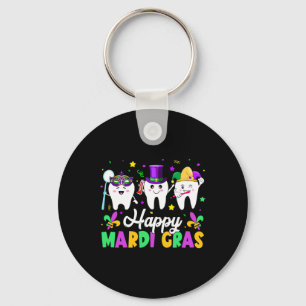 Funny Teeth Lycklig Mardi Gras Dental Squad Dentis Nyckelring