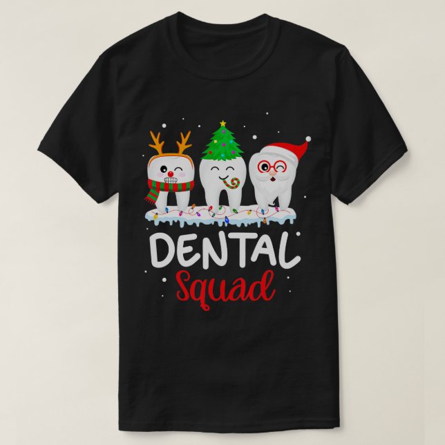 Funny Teeth Santa Reindeer jul Dental Squad T Shirt (Design framsida)