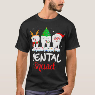 Funny Teeth Santa Reindeer jul Dental Squad T Shirt