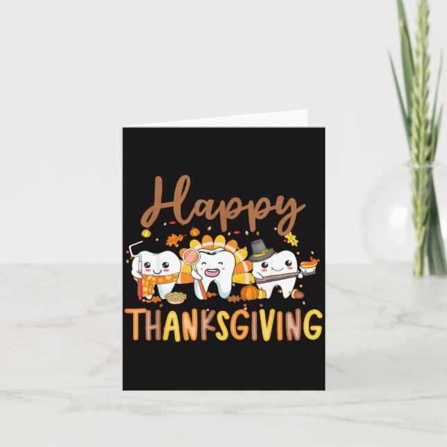 Funny Teeth Thanksgiving Dentist Turkey Dental Squ Kort (Framsida)