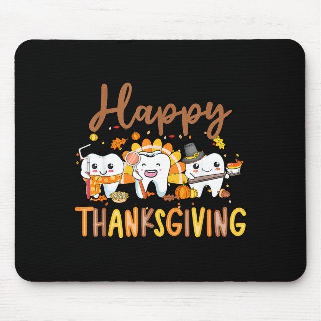 Funny Teeth Thanksgiving Dentist Turkey Dental Squ Musmatta (Framsidan)