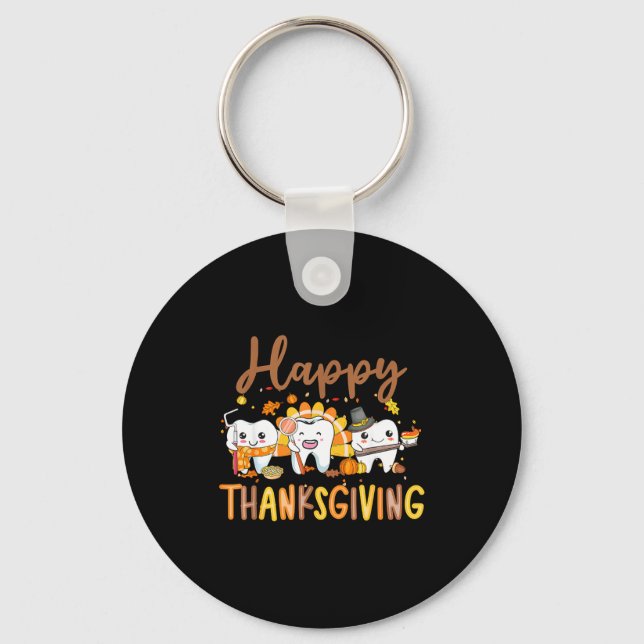 Funny Teeth Thanksgiving Dentist Turkey Dental Squ Nyckelring (Framsida)