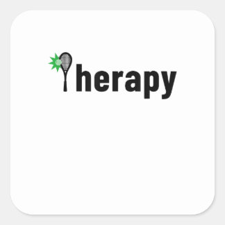Funny Tennis Apparel Therapy T-Shirt Fyrkantigt Klistermärke