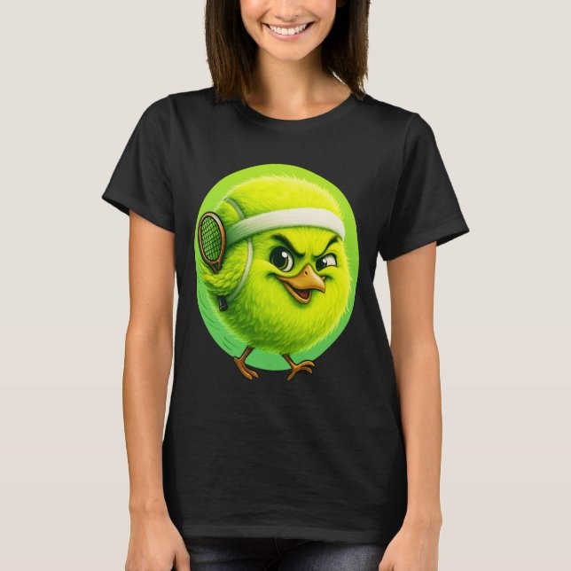Funny Tennis Bird Cute Kawaii Animal Athlete Carto T Shirt (Framsida)