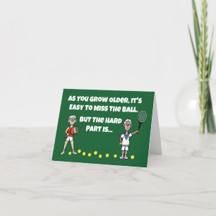 Funny Tennis Birthday Card för äldre spelare Kort