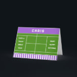 Funny Tennis Birthday Kort<br><div class="desc">Tennis-födelsedagskort med en tennisdomstol och roliga idrottslag. Om du vill anpassa redigerar du texten för att lägga till namn.</div>