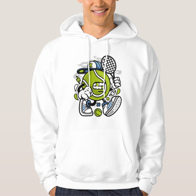 Funny Tennis Boll Tecknad | Idrott Hoodie (Framsida)