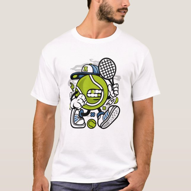 Funny Tennis Boll Tecknad | Idrott T Shirt (Framsida)