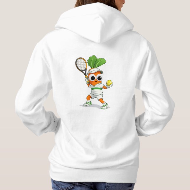 Funny Tennis Carrot – Playful Sports Humor T Shirt (Baksida)