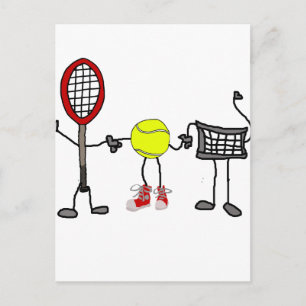 Funny Tennis Characters Tecknad Art Vykort