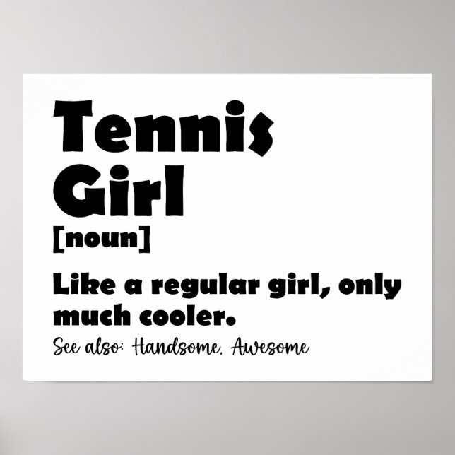Funny Tennis Girl Dictionary Definition Poster (Framsidan)