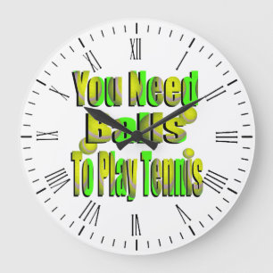 Funny Tennis Need Bollar, Wall Clock Stor Klocka