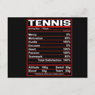 Funny Tennis Nutrition Facts Women Manar Inbjudan Vykort