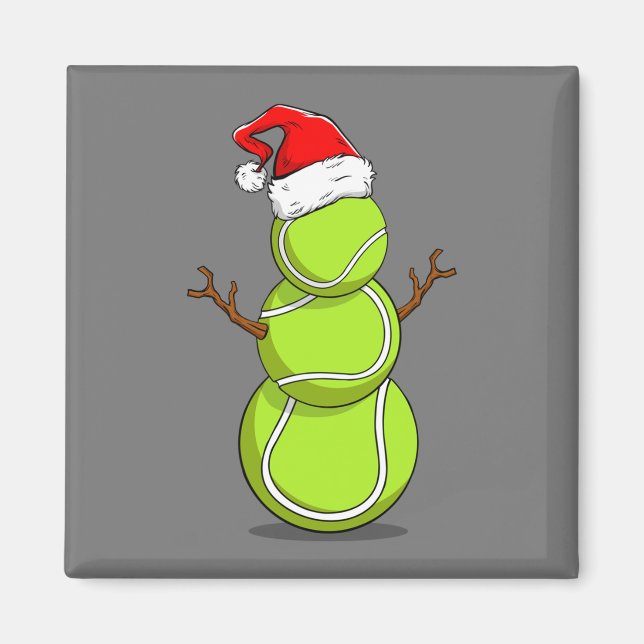 Funny Tennis Player Snögubbe jul Gift Magnet (Framsidan)