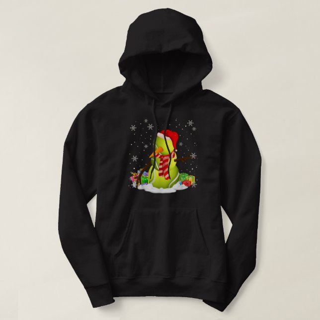 Funny Tennis Player Snowman Christmas Hoodie (Design framsida)