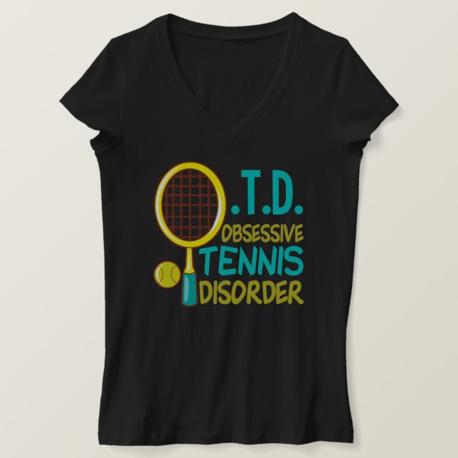 Funny Tennis Player Women's V-Nacke T Shirt (Design framsida)