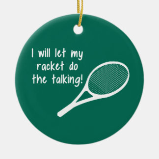 Funny Tennis Racket Say Julgransprydnad Keramik