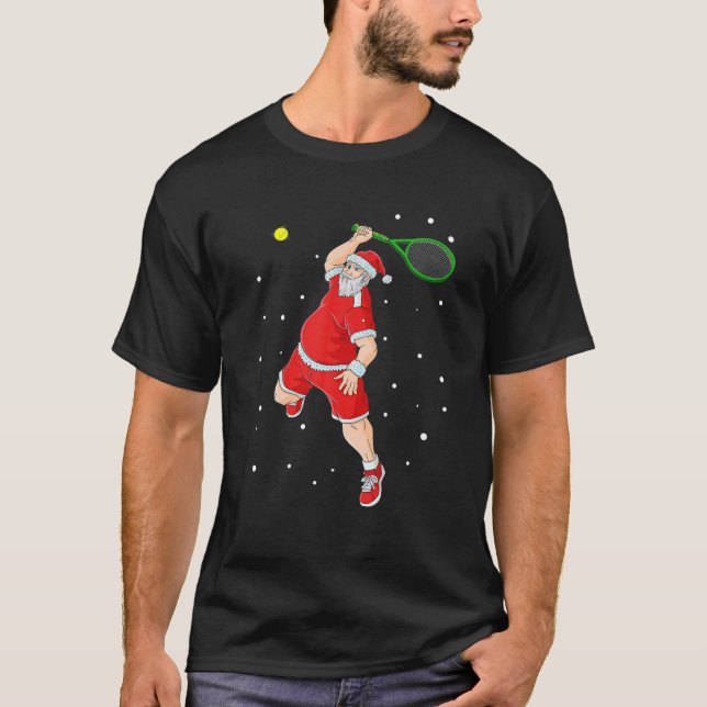 Funny Tennis Santa Claus Christmas Player Gift T Shirt (Framsida)