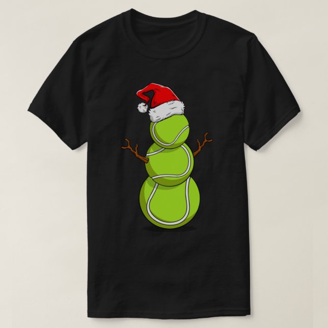 Funny Tennis Snowman Christmas Design T Shirt (Design framsida)