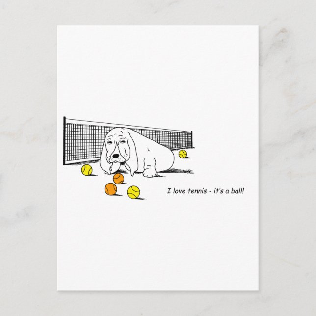 Funny Tennis Spela upp Basset Hound Postcard Vykort (Framsida)