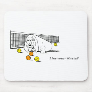 Funny Tennis spelar upp Basset Hound Mouse Pad Musmatta