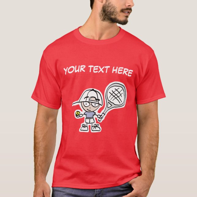 Funny Tennis T Shirt med personlig tecknad (Framsida)