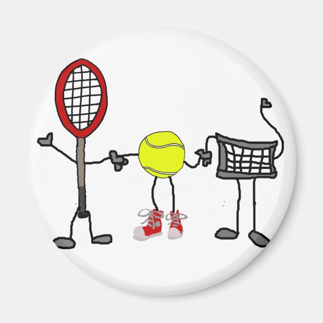 Funny Tennis Tecknad Art Magnet (Framsidan)