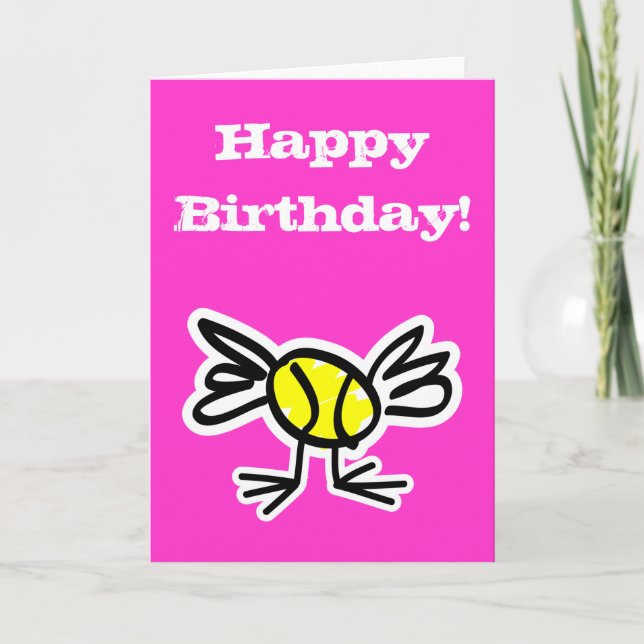 Funny Tennis Theme Birthday Card Kort (Framsida)