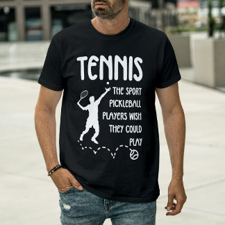 Funny Tennis vs Pickleball Tennis Player Serving T Shirt
