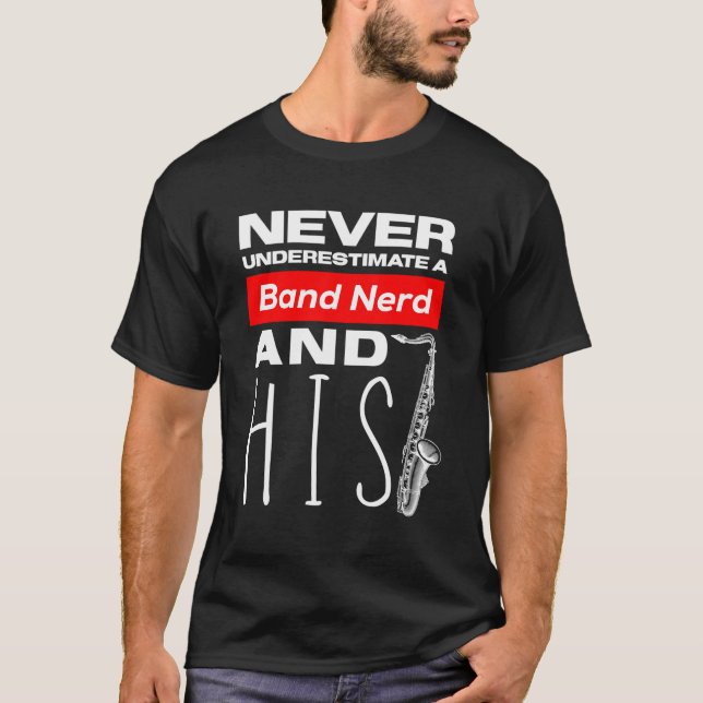 Funny Tenor Saxophone Player Marching Band T Shirt (Framsida)