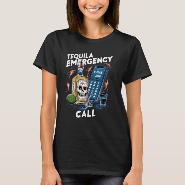 Funny Tequila Akut Call Juan Graphic T Shirt (Framsida)