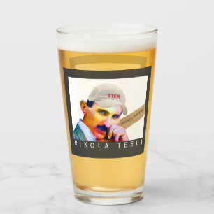 Funny Tesla Porträtt Beer Glaskopp