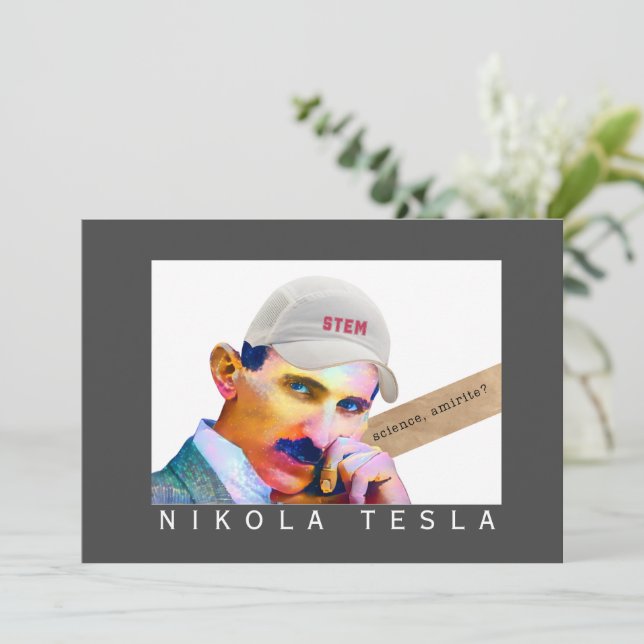 Funny Tesla Porträtt Kort (Stående Fram)