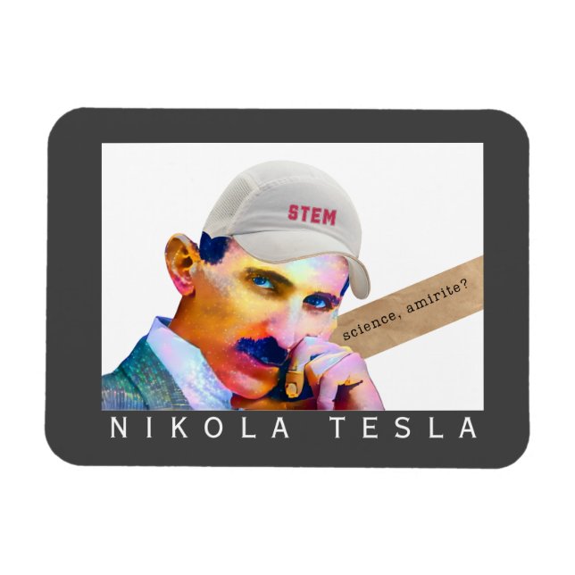 Funny Tesla Porträtt Magnet (Horisontell)
