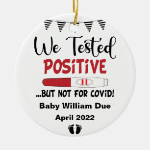 Funny testad positiv Gravid Baby förväntar sig C Julgransprydnad Keramik