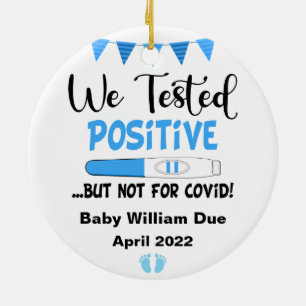Funny testad positiv Gravid Baby väntar på Julgransprydnad Keramik