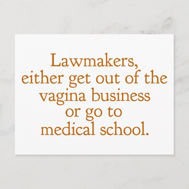 Funny Texas Abortion Laws Pro Choice Women Quote Vykort (Framsida)