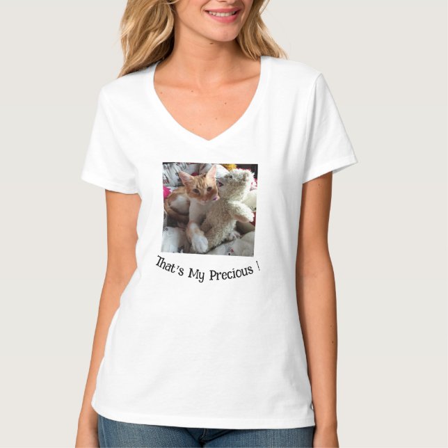 Funny text, kattfoto, både utbytbart och vitt t shirt (Framsida)