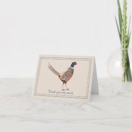 Funny thank you card with pheasant painting tack kort