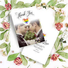 Funny Thank You LGBT Rainbow Pride Heart Photo Tack Kort