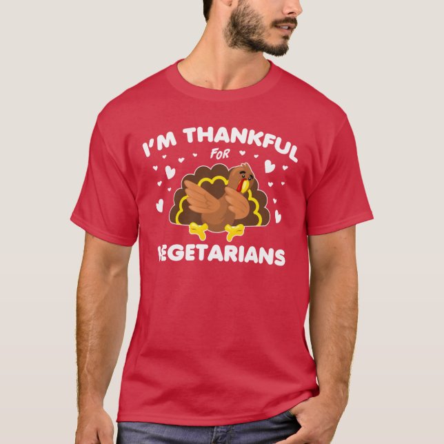 Funny Thankful for Vegetarians Autumn Thanksgiving T Shirt (Framsida)