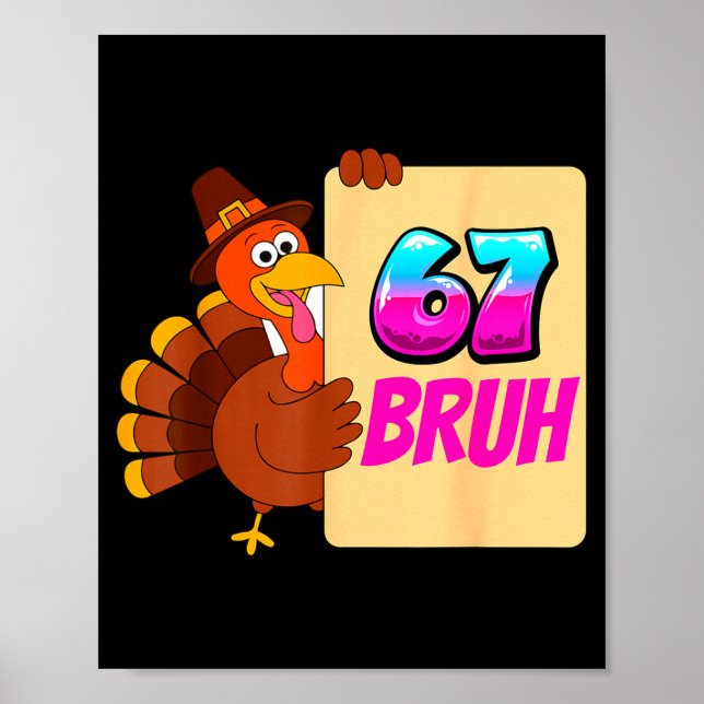 Funny Thanksgiving 67 Baseball Drip Gobble Turkey  Poster (Framsidan)