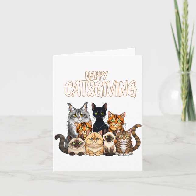 Funny Thanksgiving Cat Lovers Gift Happy Catsgivin Kort (Framsida)