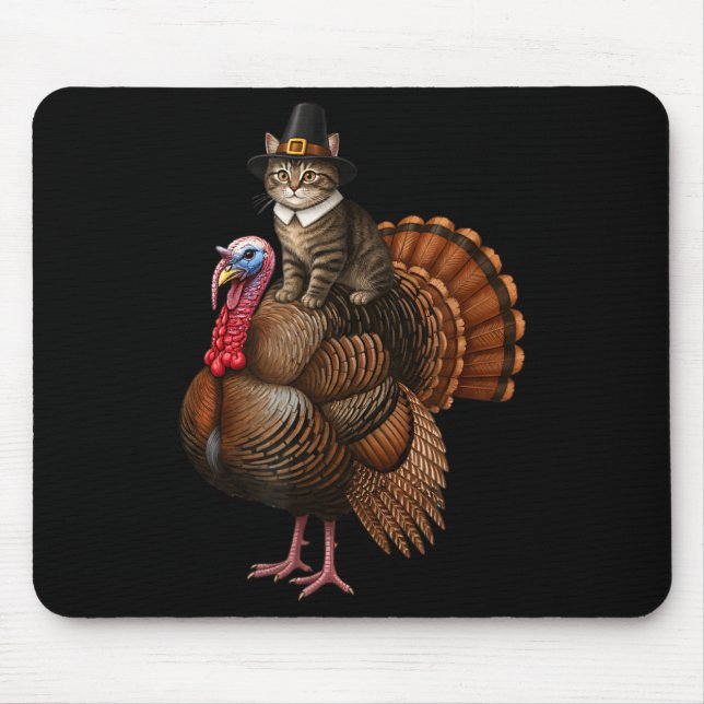 Funny Thanksgiving Cat On Turkey, Lgrim Hat Turkey Musmatta (Framsidan)