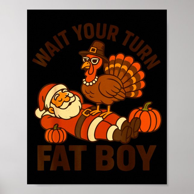 Funny Thanksgiving Christmas Turkey Vs Santa For M Poster (Framsidan)